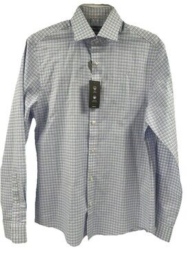 Michael Kors Mens Purple Plaid Button Up Long Sleeve Dress Shirt Slim Fit Size M